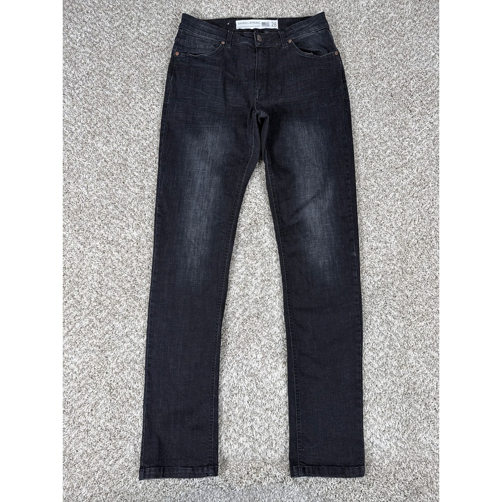 Barbell Apparel Jeans Mens 28 Black Faded Athletic Performance Denim Slim Fit‎
